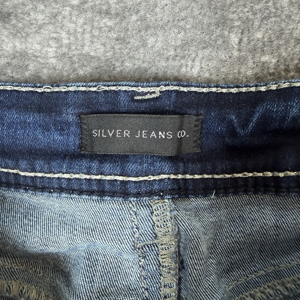 Silver Jeans Women's 29 Blue Denim Suki Capri Distressed Medium Wash Mid Rise - Picture 4 of 9